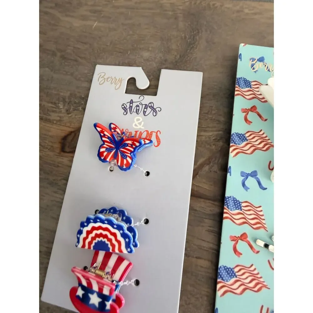 New USA America Fourth of July Americana Red White and Blue Hair Accessories